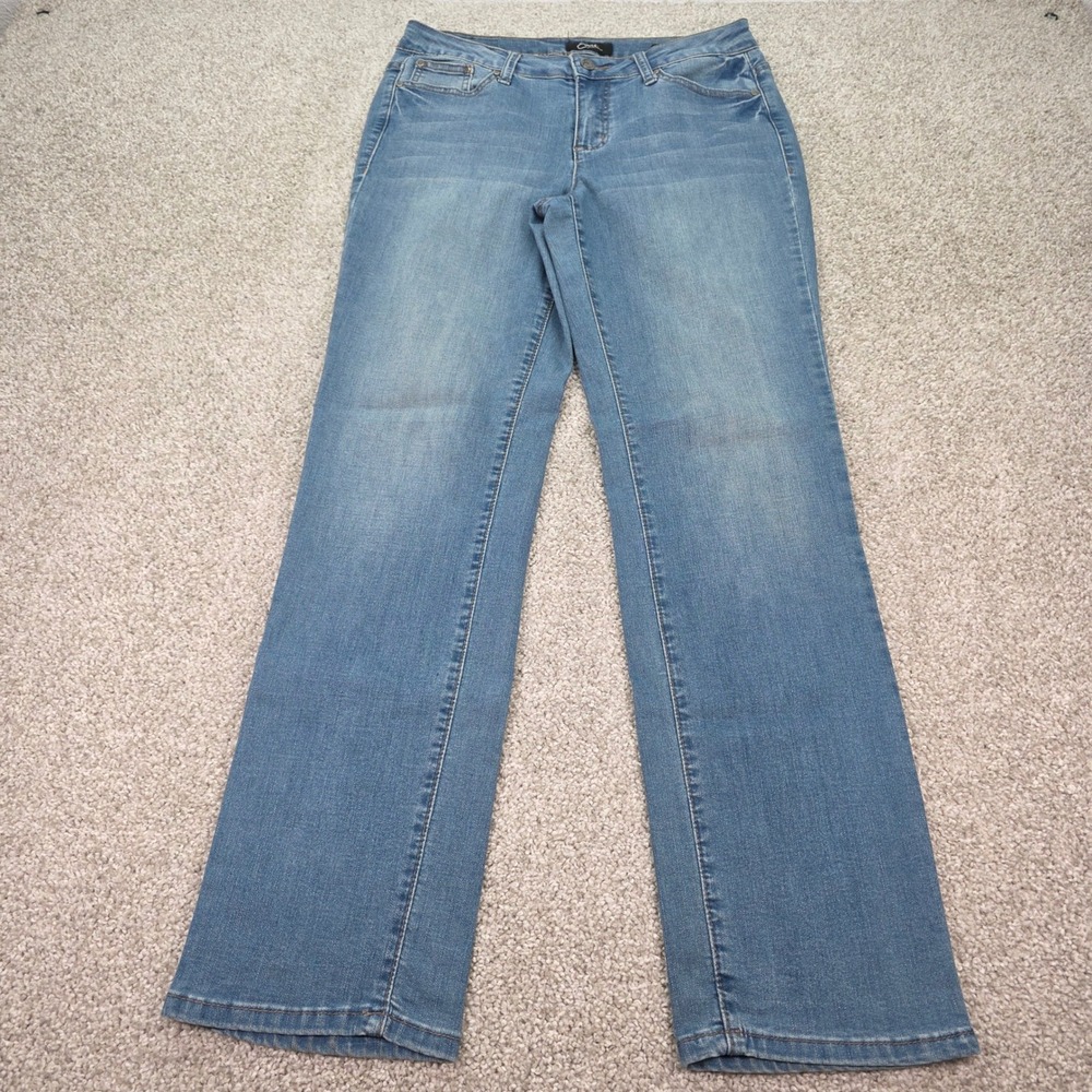 Earl Jean Womens Straight Leg Blue Denim Jeans Medium Wash Size 10 Stretch